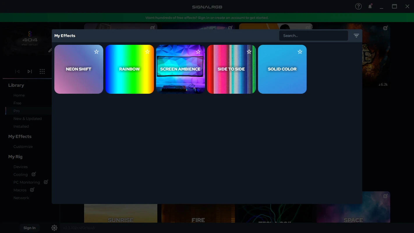 Signal RGB audio spectrum visualizer synced to music playback